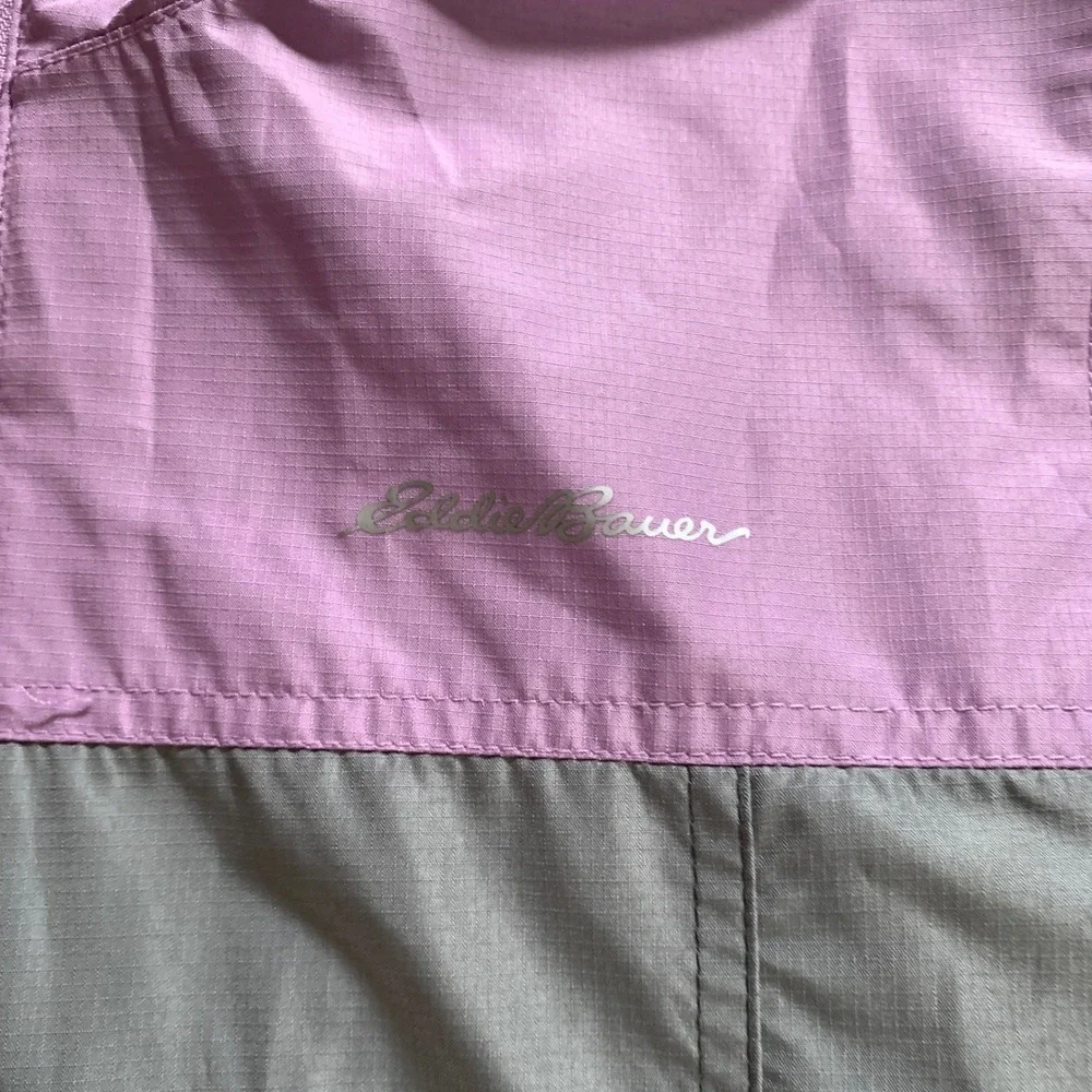 Eddie Bauer Kids Purple‎ Grey Colorblock Hooded Windbreaker Jacket Size S 7/8